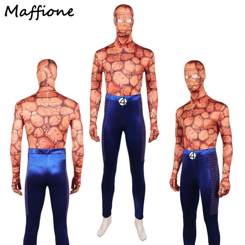 

Thing Cosplay Ben Jumpsuits Men Costume Movie 4 Pieces Fantastic Roleplay Bodysuits Mask Set Clothing Halloween Carnival Suits