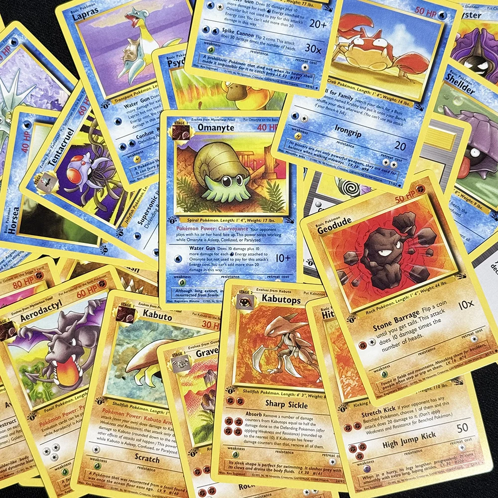 مجموعة كاملة من بطاقات الغابة PKM 62 بطاقة Dragonite Aerodactyl Gengar Raichu بطاقات الوكيل Foil PTCG لعبة جمع بطاقات اللعب #4