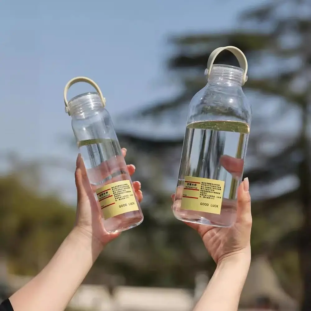 1Pcs Durable Students Simple Plastic Water Cup 400ML/1L with Text Sports Cup Large Capacity Transparent Portable Cup