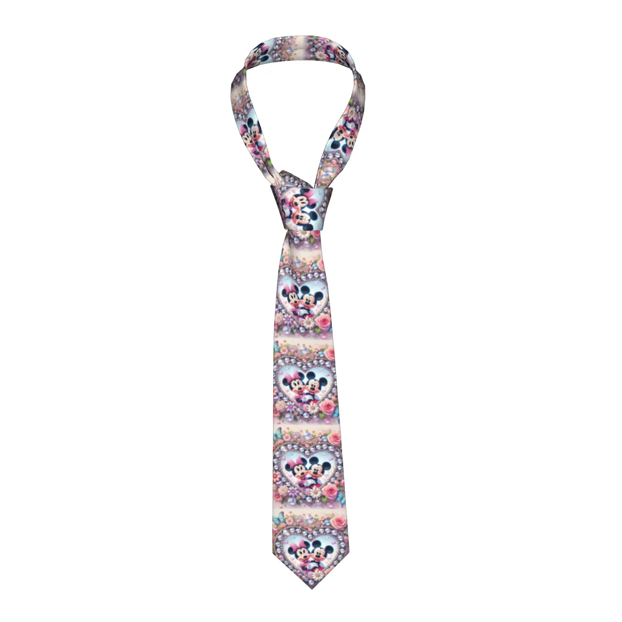 

Модный галстук с аниме-персонажами Минни и Микки Маус, мужской, на заказ, из шелка, с мультяшным дизайном, кавайный, для офиса, граватас