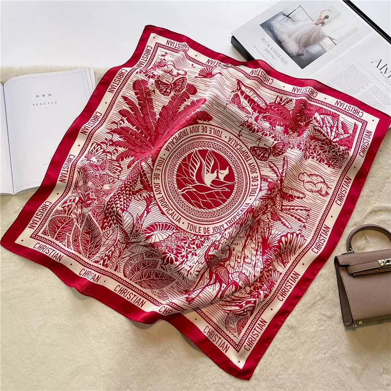 New Small Square Scarf Women\'s Silk Scarf 70cm Letter Printed Scarf Square Shoulder Scarf Wholesale Headscarf Hair Accessories