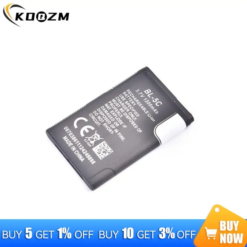 KOQZM 3.7V 1200mAh Battery BL-5C BL5C BL 5C Rechargeable Batteries For Nokia 2112 2118 2255 2270 2280 2300 2600 2610 3125 3230