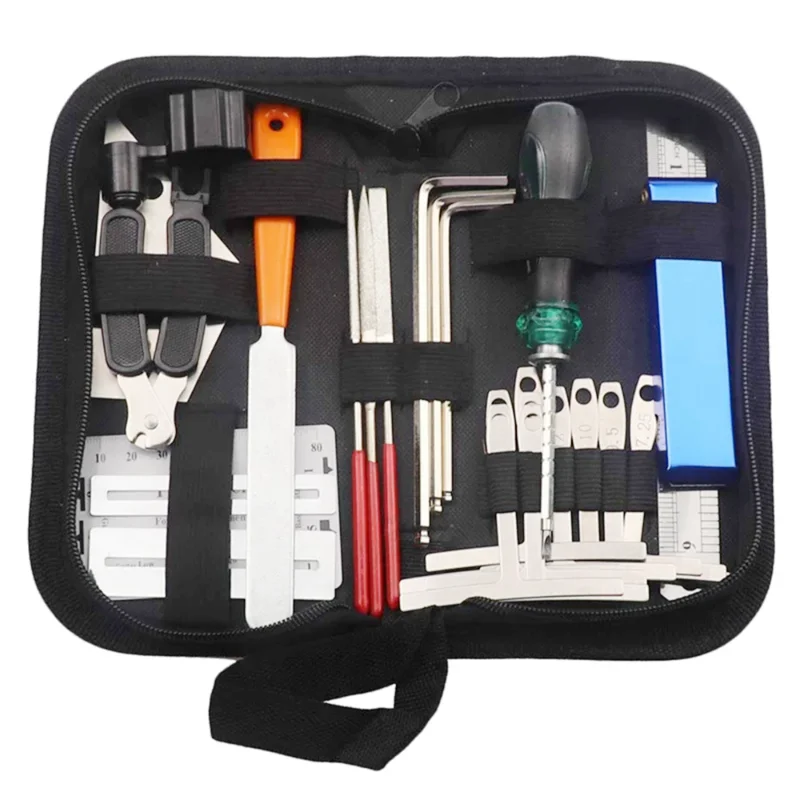 Guitar Maintenance Repair Tool Kit Tools String Organizer String Action Ruler Gauge Measuring Tool Hex Wrench Set Files Fin