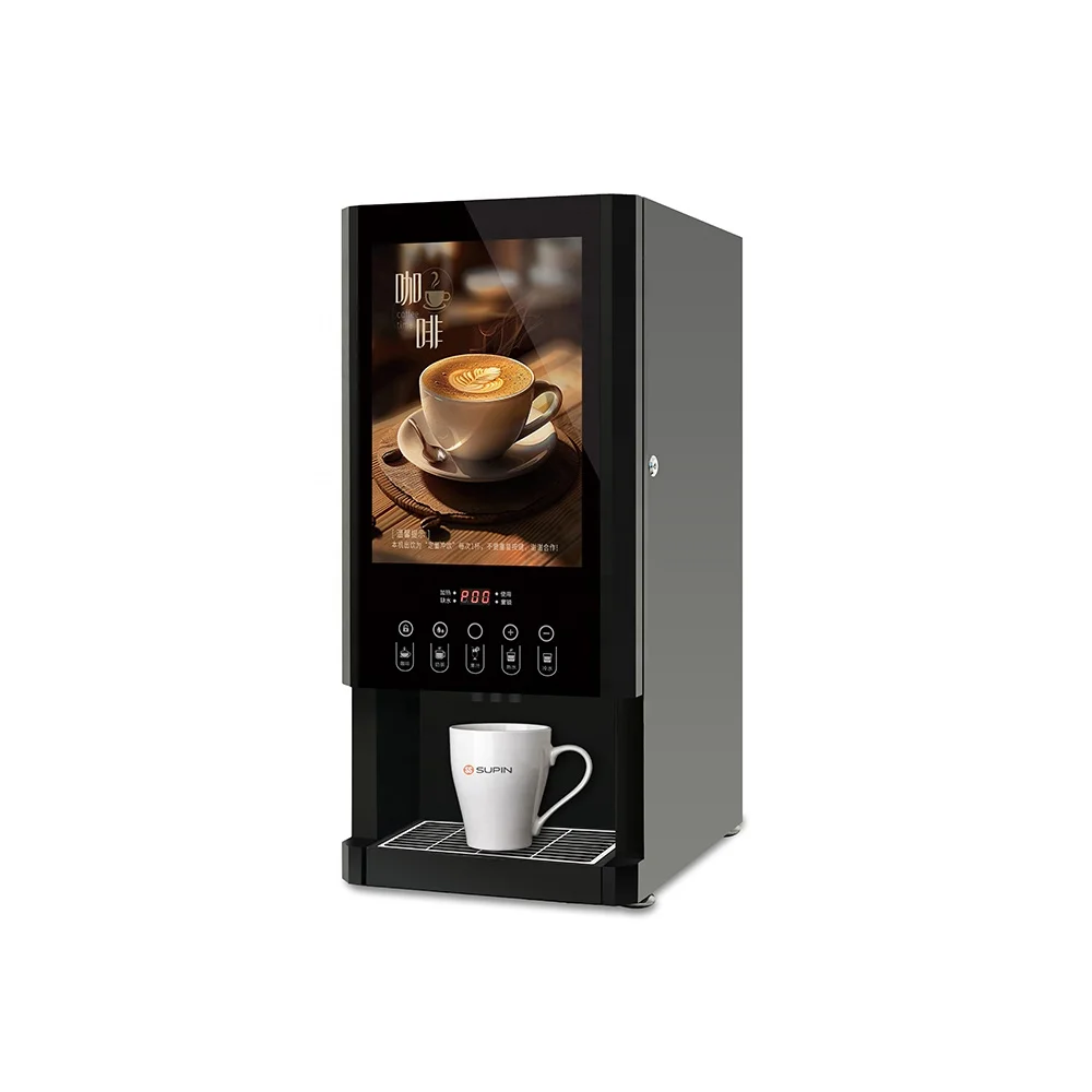 

SUPIN E-30SW Powder Fast Speed Dispensing Hot Instant Vending Coffee Machine With Led Light Advertising Box Sdk