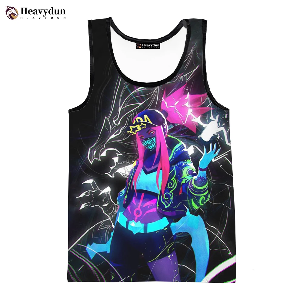 2023 New Fashion Game League of Legends Akali Men Tank Tops Sleeveless Spring Harajuku Personality 3D Printed Beach Tops Tees