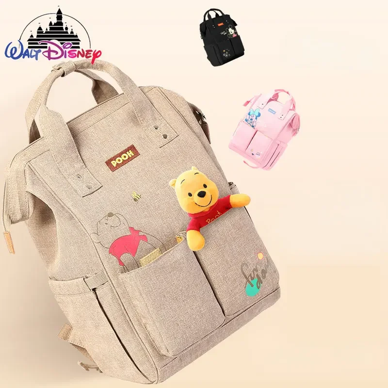 Disney Pooh urso saco de fraldas bonito dos desenhos animados mochila, grande capacidade saco de bebê de alta qualidade, original, nova moda