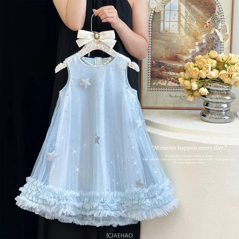 Teen Girl Clothes 2025New White Summer Girls  Flower Girl Birthday Outfit Vestido Princess Dress with Wings Kids Party Gown