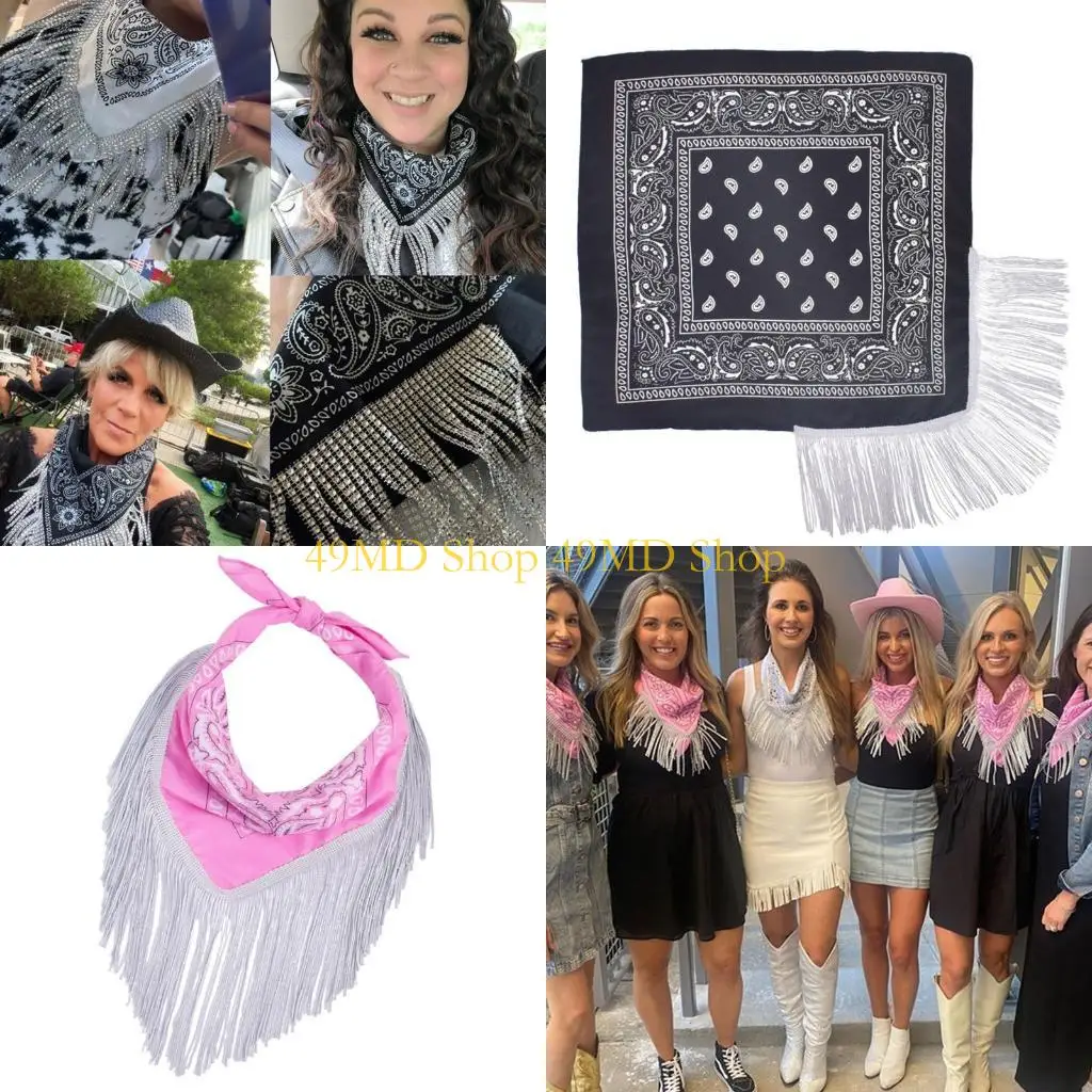 

49MD модные банданы для девичников с бахромой, банданы для девичников, бандана для девочек, бандана с кисточками, шейный платок,