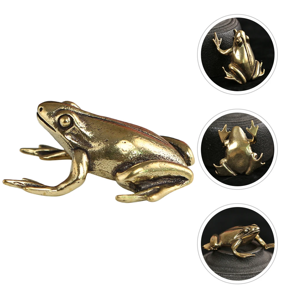 

Brass Statue Decor Home Garden Tea Ceremony Desktop Party Favors Gift Ornament Small Compact Metal Frog Decoration For Tea Table