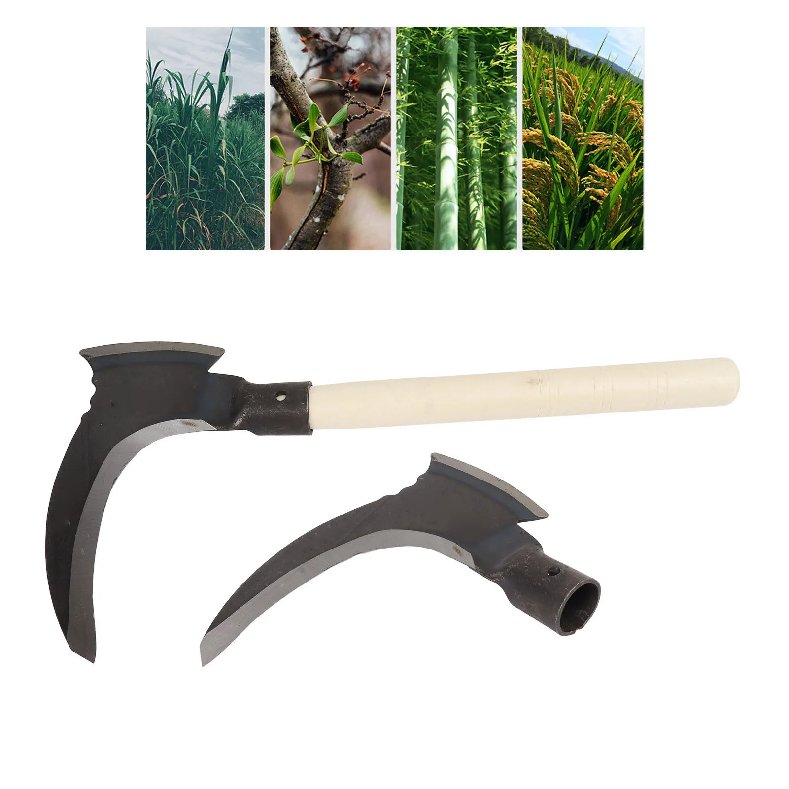 

Handheld Sickle High Manganese Steel Double Scythe Multifunctional Mowing Cutting Trees Double Sickle for Gardening Tools