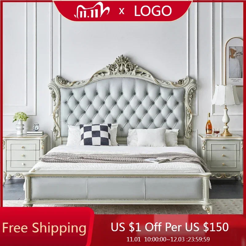 

Modern Royal Bed European Double King Bed High End Headboard Twin Double Girl Sleeping Letti Matrimoniali Furniture For Bedroom