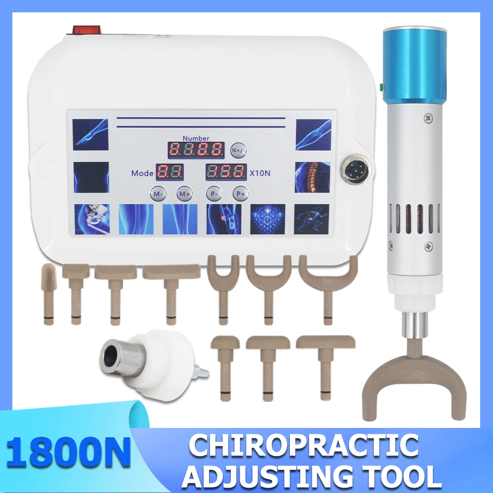 1800N Chiropractic Adjusting Tool Manual Activation Therapy Spine Correction Tools Chiropractic Gun Spinal Adjustment 10 Head