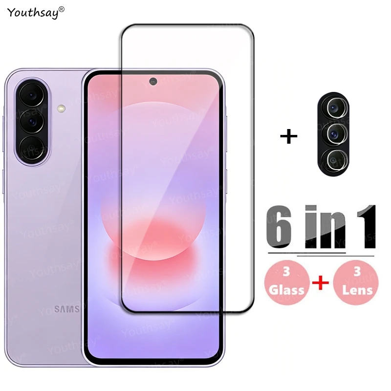 

6in1 Full Cover Glass For Samsung Galaxy A27 Tempered Glass Samsung Galaxy A27 Screen Protector Phone Film Samsung Galaxy A27