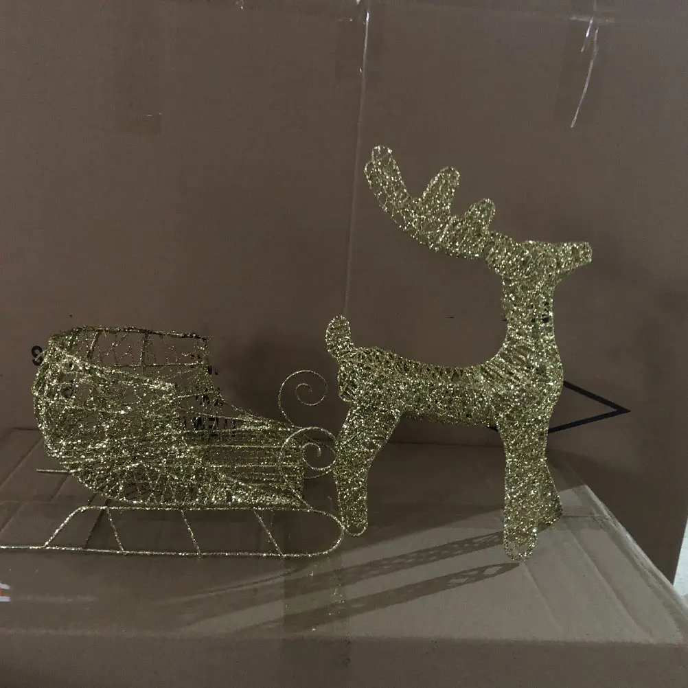 

1Pcs Christmas Elk Sleigh Car Mini Decorative Ornament Gold Desktop Prop Festival Decor Party Supplies Elk Sleigh Car Decor