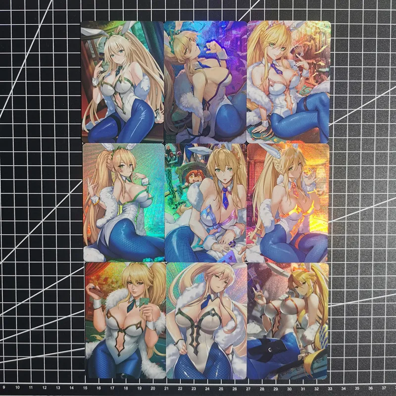 9 stks Zelfgemaakte Anime FGO Sabelkaarten Meisje Karakter Serie ACG Sexy Naakt Kaarten Kawaii Speelgoed Geschenken Games Comics Collectie Kaarten