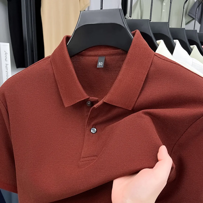 Hexagonal Beads Tton 220g Short-Sleeved Business Shirt Men's  Cool Sensation Three Acetate Fiber Unisex Summer Fashion