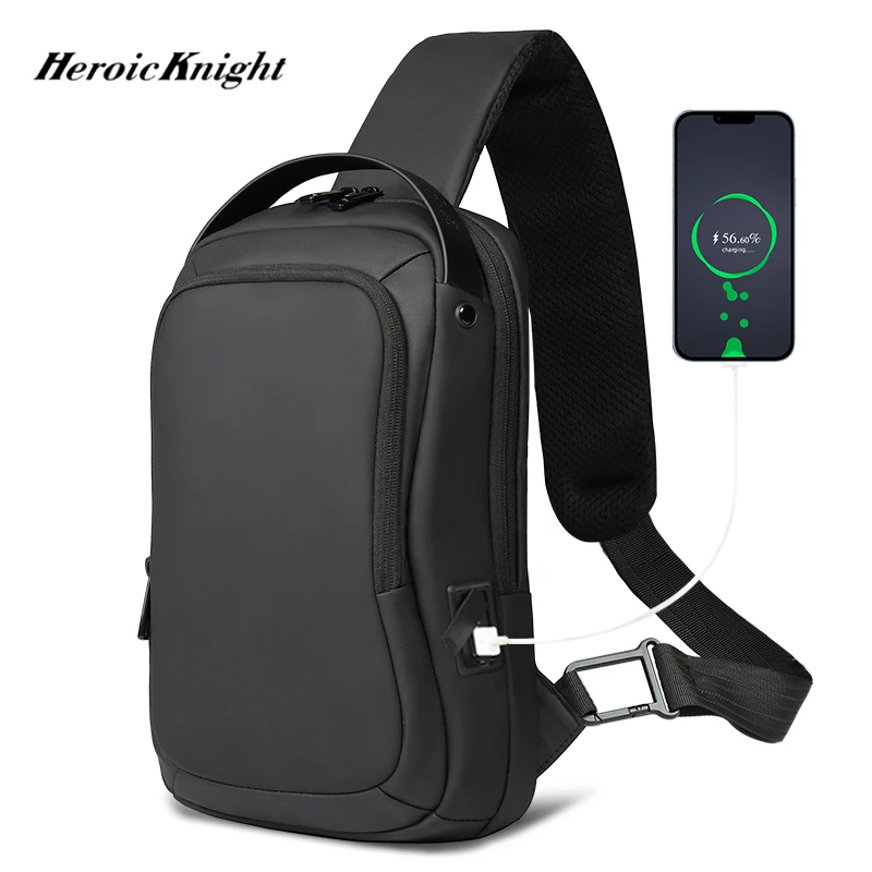 Heroic Knight New Men\'s Luxury Designer Crossbody Shoulder Bags Waterproof Messeger Classic Side Male USB Charge Anti Theft Bag