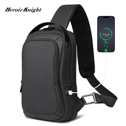 Heroic Knight-Sacos de ombro crossbody impermeáveis para homens, saco anti-roubo, designer de luxo, lado clássico, carga USB, novo, masculino