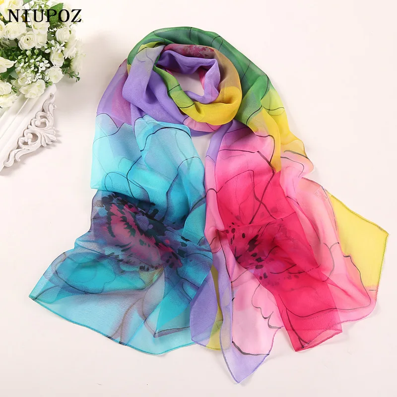 Gradient Manju Sahua Elegant Beautiful Chiffon Georgette Bandana Scarf Women Foulard Summer Travel Sunscreen Thin Hijab