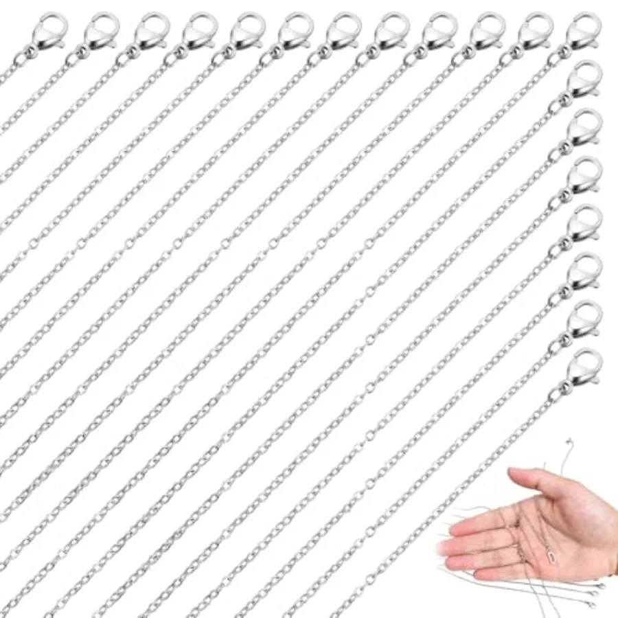 

Цепочка из нержавеющей стали 17,5 дюймов, 0,8 мм, серебристая, регулируемая, оптовая упаковка для изготовления ювелирных изделий своими руками, для мужчин и женщин, 20 шт.