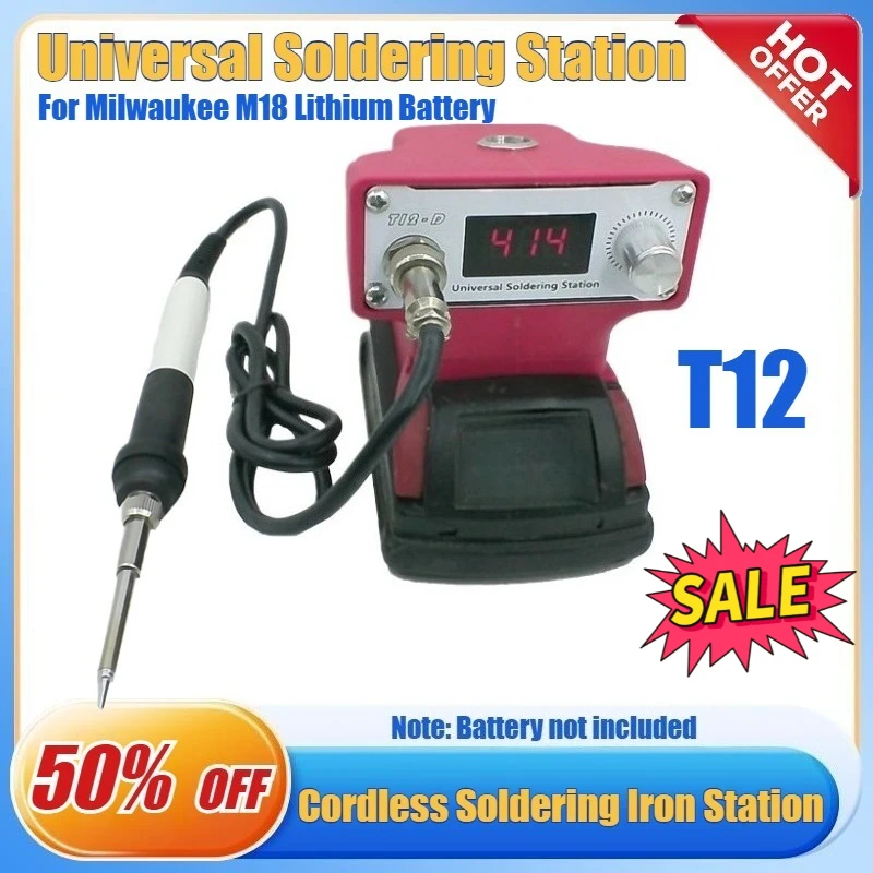 

OLED T12 Cordless Soldering Iron Station for Milwaukee for M18 18V Lithium Battery Soldering Station Iron DIY (No Battery)