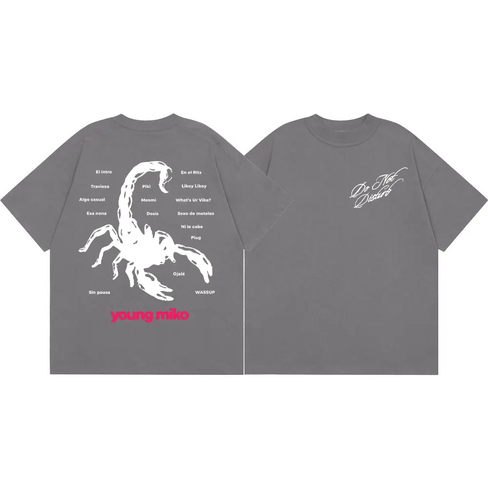 Rapper Young Miko Album-Print T-Shirt Mode Hip-Hop Kurzarm Sommer T-Shirts Herren Damen Lässig Locker 100% Baumwolle T-Shirts – Detail 6
