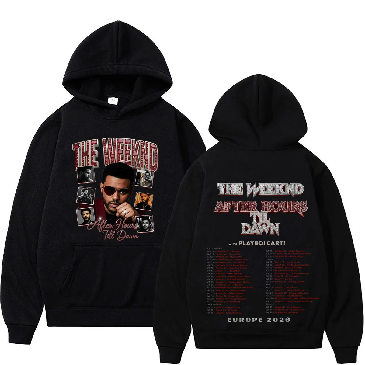 Rapper The Weeknd  Tour 2026 Print Hoodie Men Women Fashion Pullover Long Sleeves Loose Casual Oversized Harajuku Sweatshirt