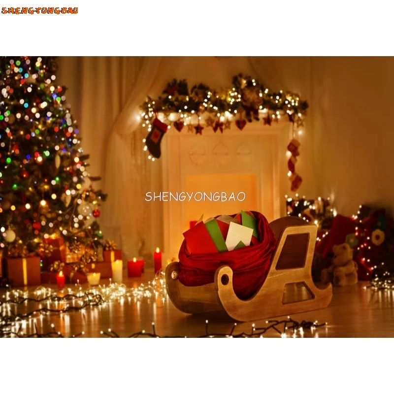 SHENGYONGBAO Nghệ Thuật Vải Ngày Giáng Sinh Chụp Ảnh Phông Nền Chống Đỡ Cây Giáng Sinh Lễ Hội Studio Ảnh Nền XT20924SD-13