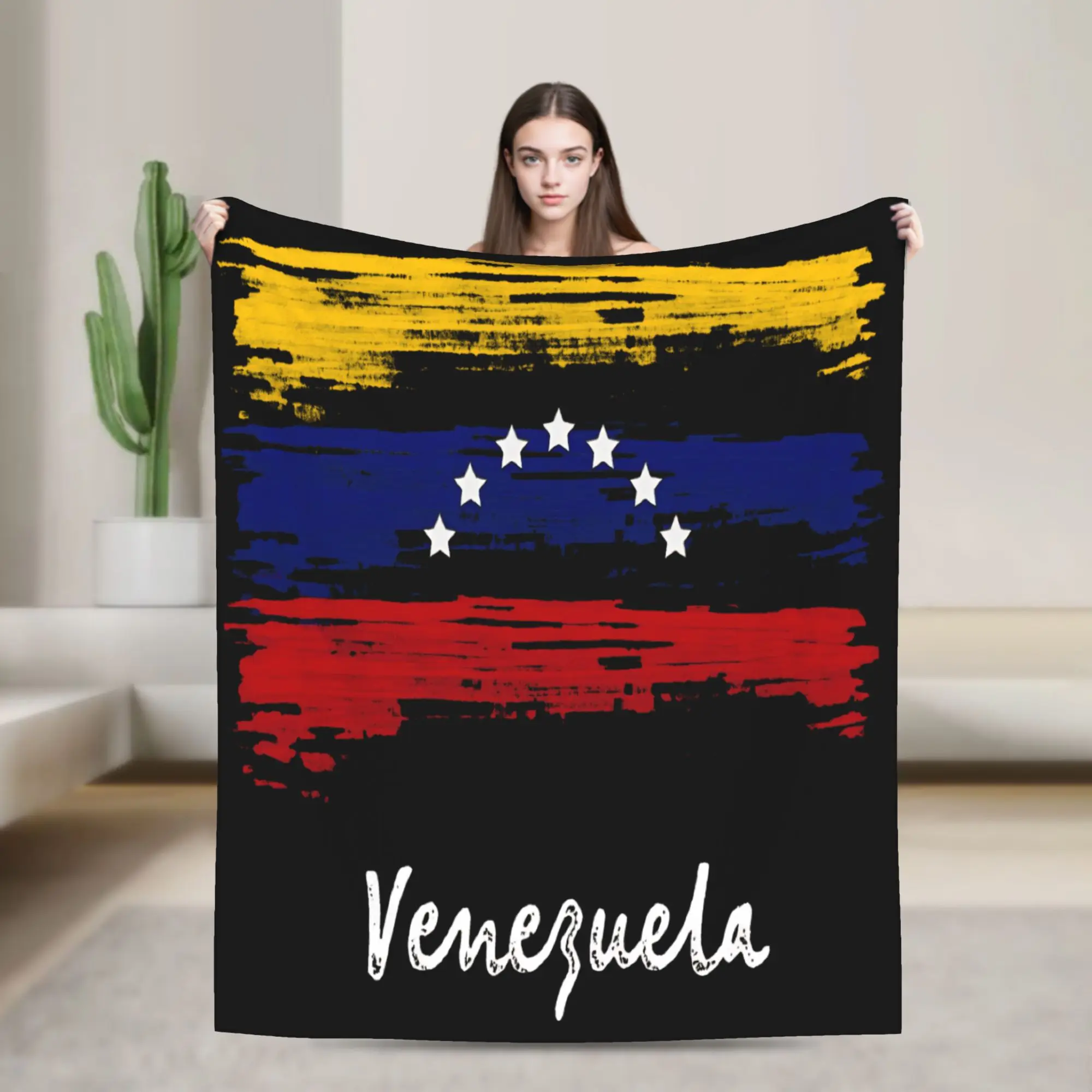 Camiseta de Franela con la Bandera de Venezuela de 7 Estrellas, Manta de Franela de Venezuela, Cobija Cálida para Cama, para Dormitorio, Viajes, Cubrecama, Sofá