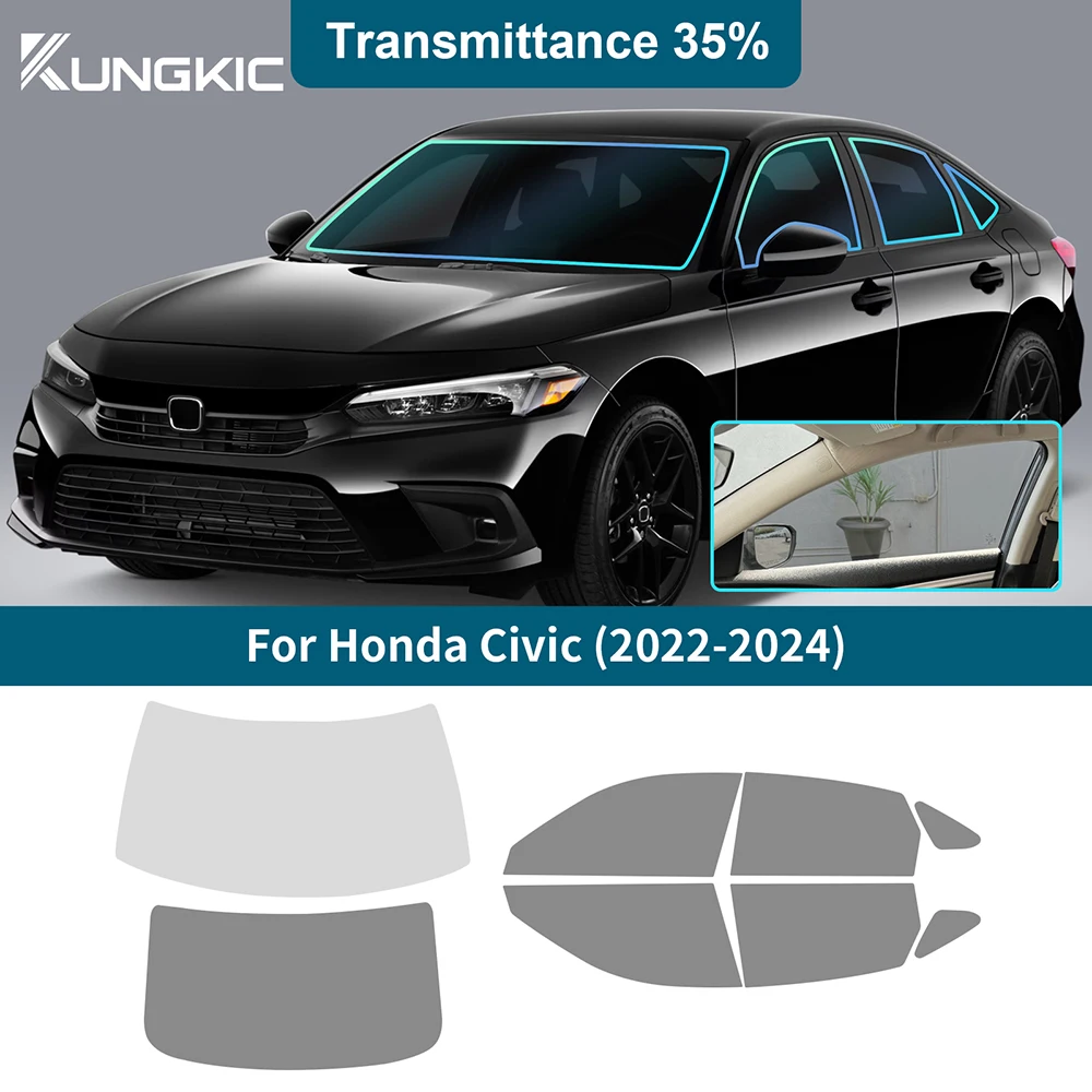 

Pre Cut All Sides Window Film Tint Shade % for Honda Civic Sedan 2022-2024 Car Window Foils Solar Privacy UV Protection Sticker