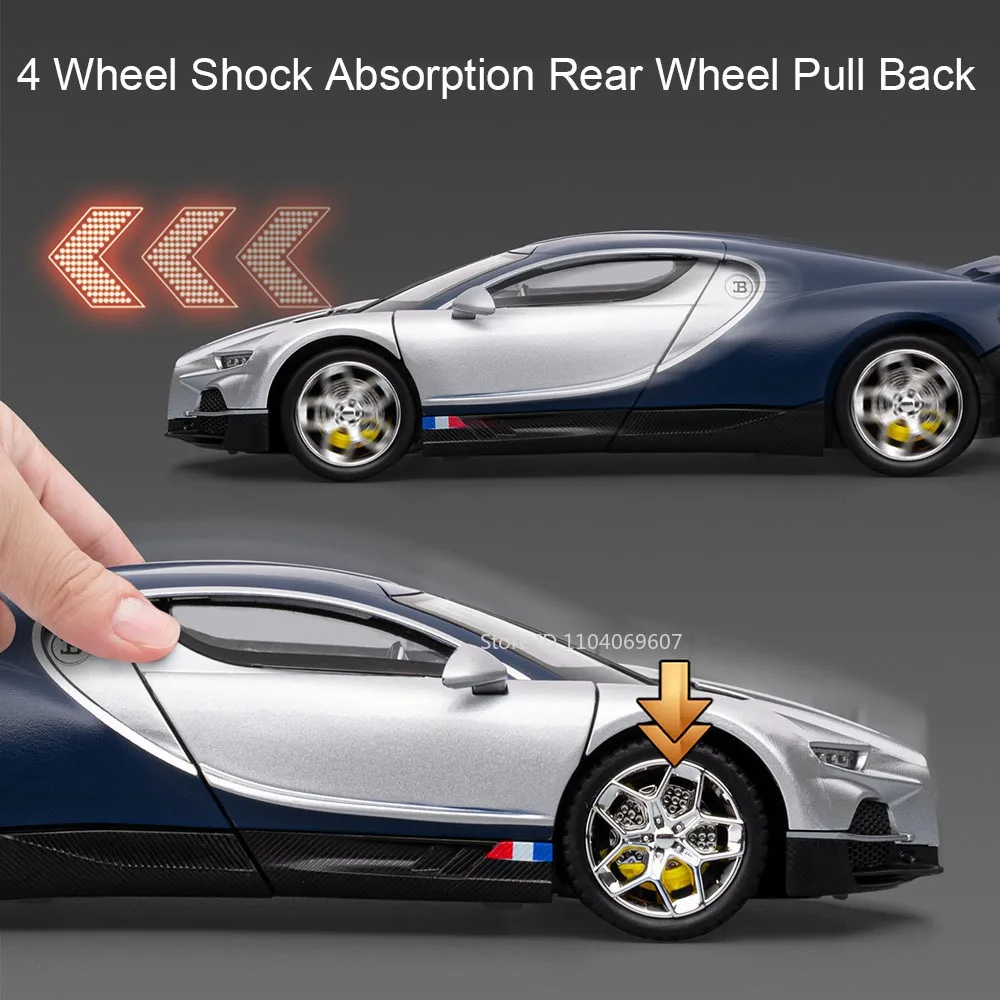 1:24 Tourbillon GTR S15 modèle voiture de sport jouets alliage moulé sous pression son lumière portes ouvert Absorption des chocs ornement Supercar pour les enfants