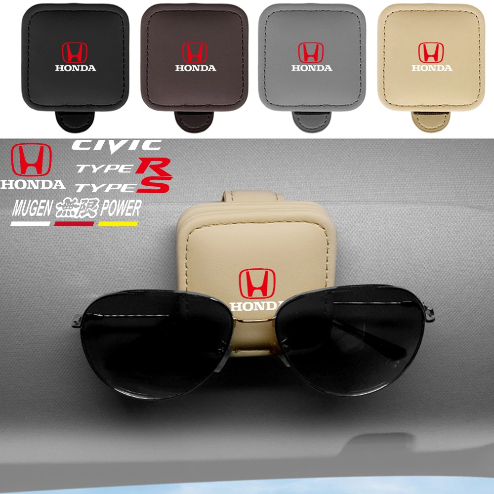 

Автомобильный солнцезащитный козырек, держатель для хранения солнцезащитных очков, кожаный зажим для очков, аксессуары для интерьера для Honda CIVIC Type R Type S Mugen XR-V Pilot