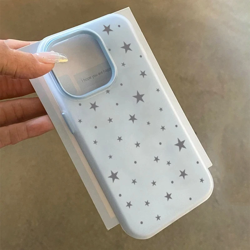 

Creative Gray Star Candy Colored Phone Case for iPhone 17 Air 16 15 14 Plus 13 12 Pro Max Shockproof Silicone Anti Fall Cover