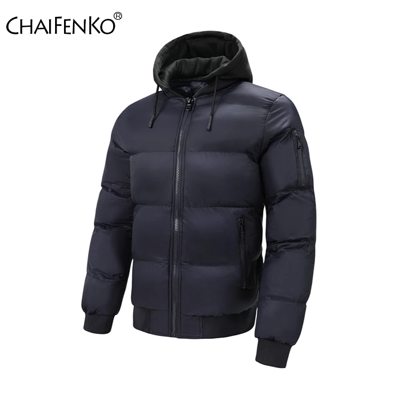 

New Simplicity Windproof Hooded Men Coat Outdoors Thicken Keep Warm Casual Jacket Winter Fashion Comfort Versatile Solid Parka