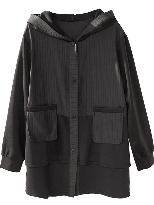 Sli mit Kapuze, mittellang, Übergröße, Muttermantel, lässig, Faion-Oberbekleidung, Herbst, Neuankömmling, Damen-Strickpullover aus Polyester