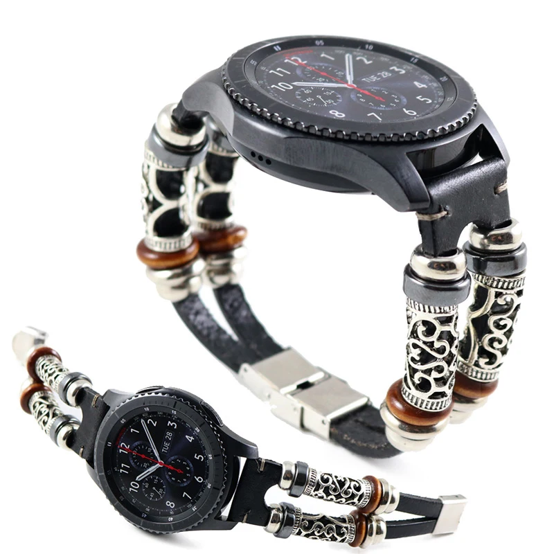 Leather band for Samsung Galaxy watch 46mm band Gear S3 Frontier 22mm watch band Genuine bracelet belt Huawei watch GT 2 strap