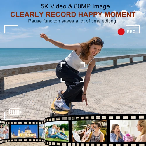 Imagen 2 del producto Cámara Digital Ourlife CCD de doble pantalla, cámara Digital portátil con Zoom 18X, grabadora de vídeo Vlog Vintage 5K, cámara Selfie CCD de 80MP