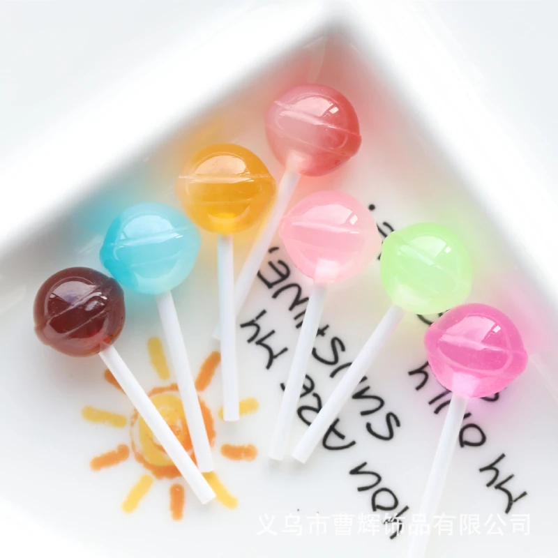 10Pcs Miniature Sweet Lollipop Resin Cabochons Scrapbooking For Phone Decoration Crafts DIY Jewelry Making Dollhouse Accessories