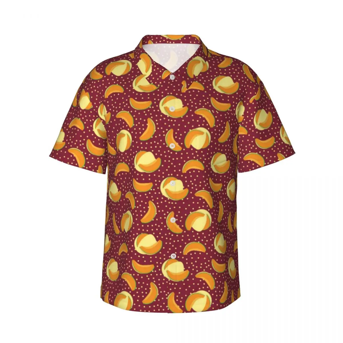 Muskmelon fruta praia camisa bolinhas impressão havaiana camisas casuais masculino blusas vintage mangas curtas moda coreana topo