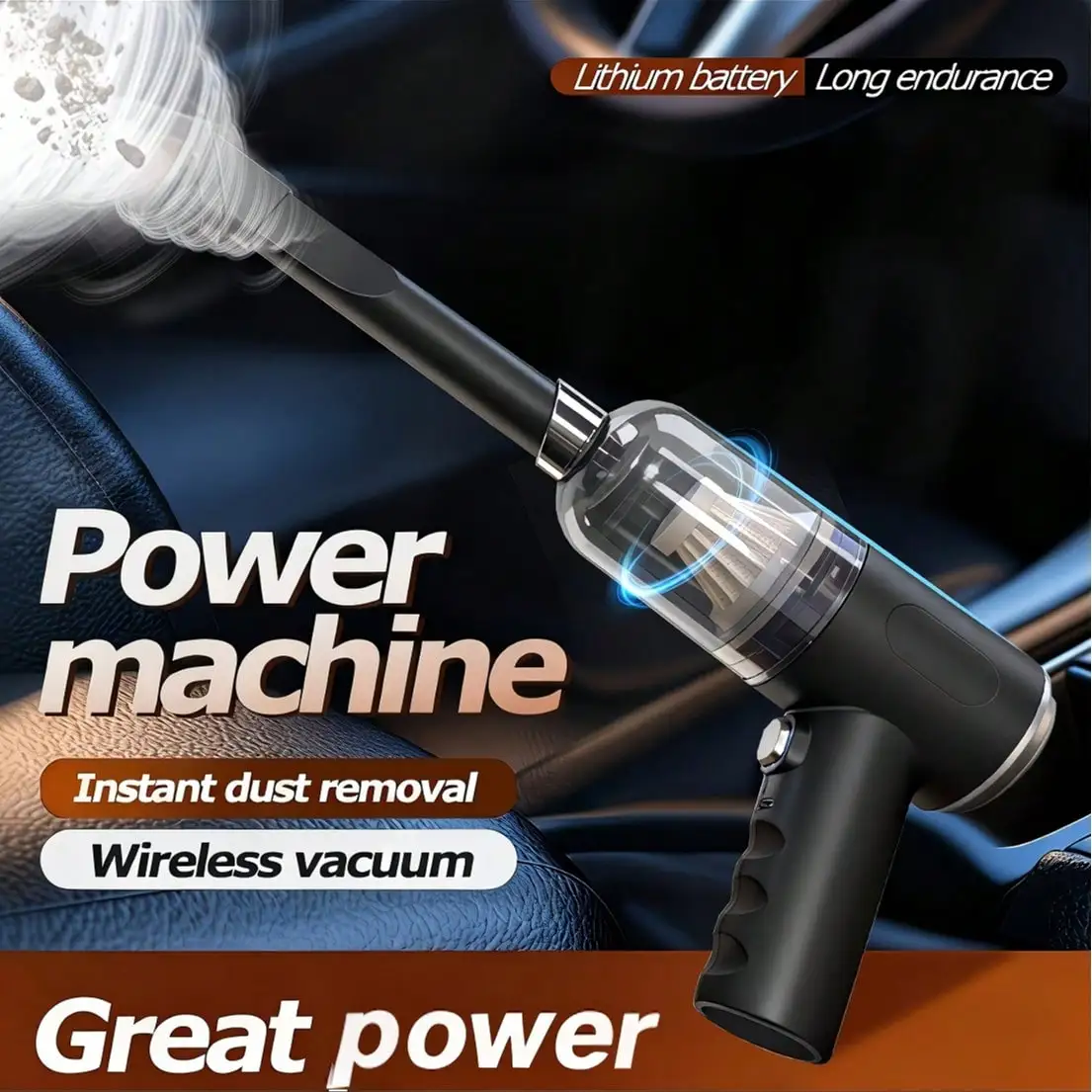 Wireless Handheld Car Vacuum Cleaner USB‑C Rechargeable Portable Mini Vacuum for Car Home Keyboard Gap Dust Cleaning
