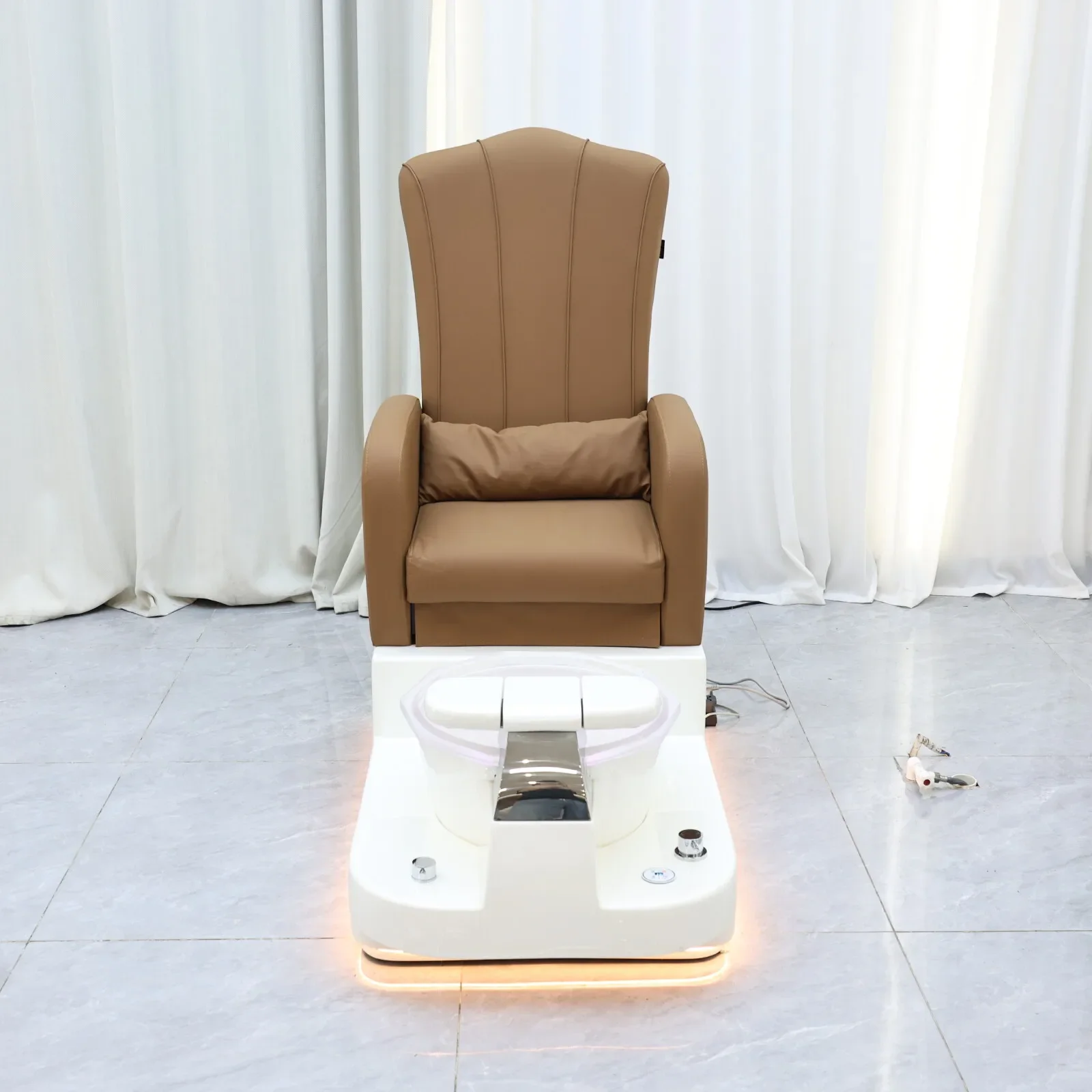Luxury Reclining Pedicure Chair with LED Base Foot Spa Tub Recline Nail Salon Foot Massage Pedicure Spa Chair for Beauty Salon