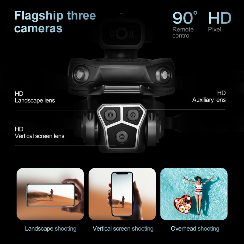 Dron M1S 4K con tres cámaras, Motor sin escobillas, gran angular, localización de flujo óptico, cuadricóptero RC para evitar obstáculos de cuatro vías