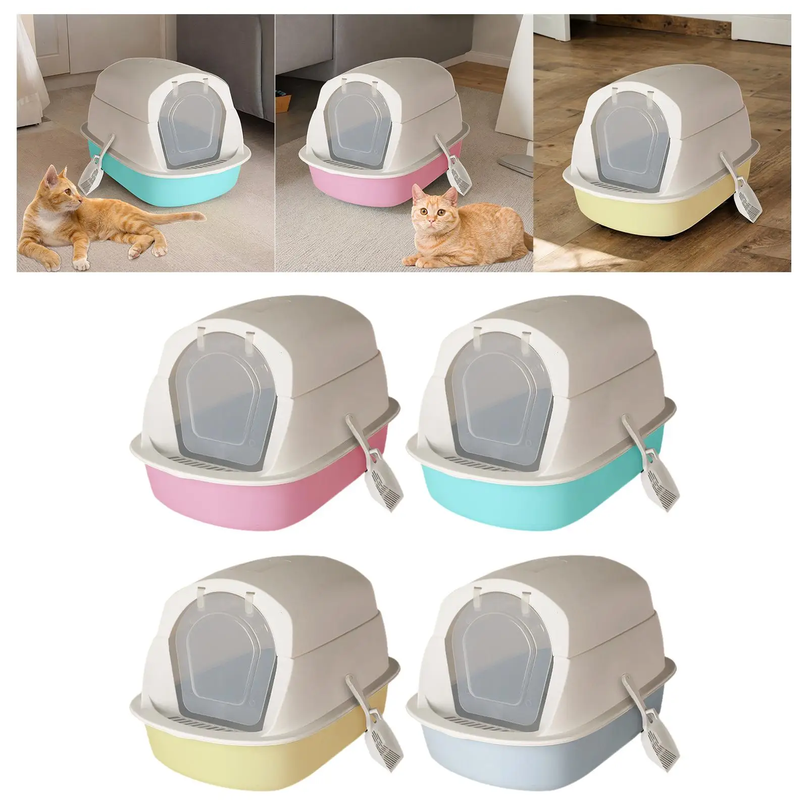Hooded Cat Litter Box Enclosed Cat Toilet Removable with Front Door Flap Portable for Indoor Cats Pet Litter Box Litter Tray