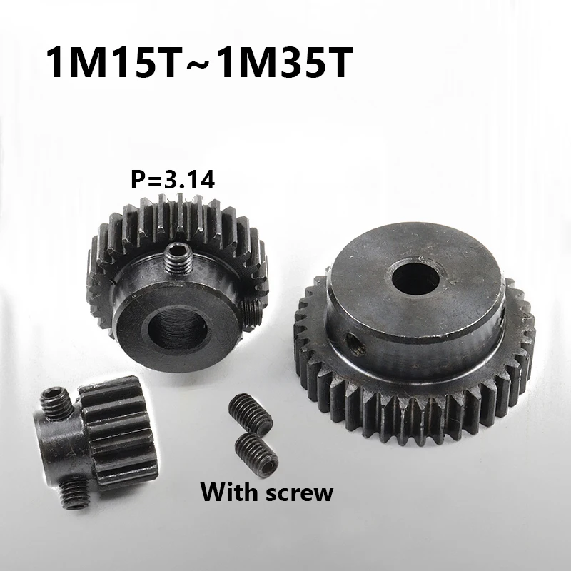 Blackened 45 Steel Metal Pinion Gear 1 Mod15T 16T 17T 18T 20T 25T 30T 35T,With Step Bore Rc Model Car Motor Transmission Gear