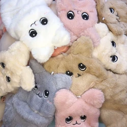 Women Plush Warm Glove Fur Lovely Rabbit Cat Mittens Flip Fingerless Gloves Soft Girls Thick Gloves Flexible Half Finger Winter