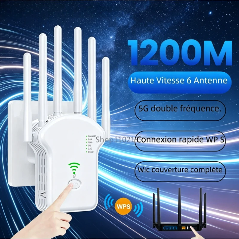 2026 NEW Dual Band AC1200M WiFi Repeater 5G High Power Wireless Signal Amplifier Extender for Internet Boost