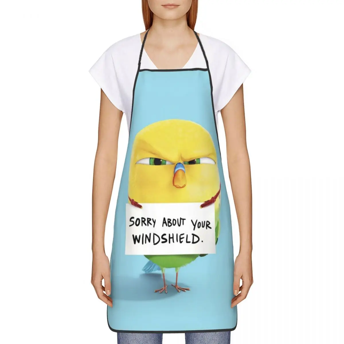 Unisex Funny Budgerigar Bib Apron Adult Women Men Chef Tablier Cuisine for Kitchen Cooking Cartoon Animated Painting