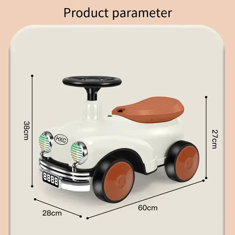 Retro Children\'s Scooter Car Baby Scooters Car 1-6 Years Old Boys and Girls Walker Light Music Baby Four Wheel Balance Yo-yo Car