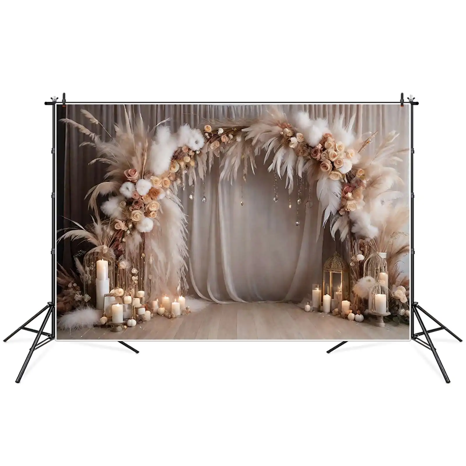 Moon.qg-パーソナライズされた写真の背景,結婚式の背景,自由奔放に生きるスタイル,女性の背景,乾燥草,花,パーティーの装飾,写真アクセサリー