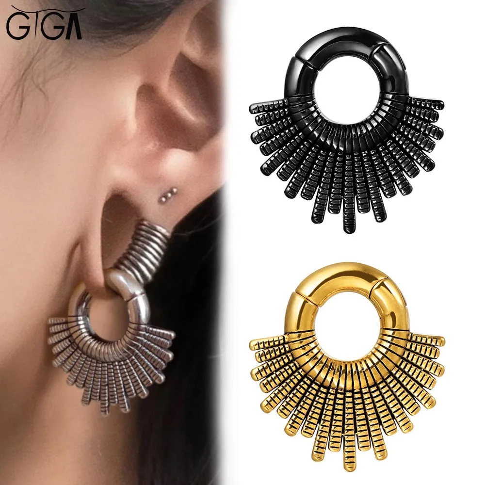 

Giga 2PCS 6mm(2g) Sector Stainless Steel Ear Weights Hangers Expander Ear Plugs Gauges Stretcher Piercing Body Jewelry Earrings